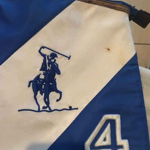 Polo shoulder bag used, white and blue