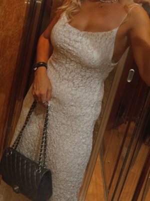 Elastic lace midi dress with lining and elastic straps new