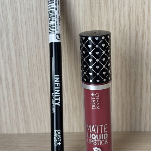 Dust + Cream Infinity Lip Definer and Matte Liquid Lipstick set, deep pink berry