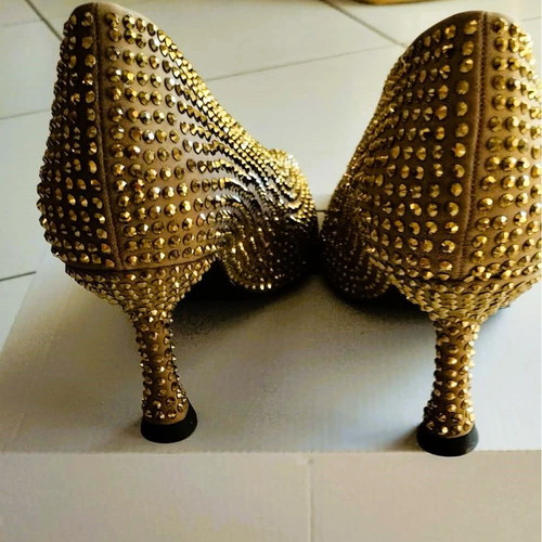 Gold high heel shoes new, size 41, 8 cm heel
