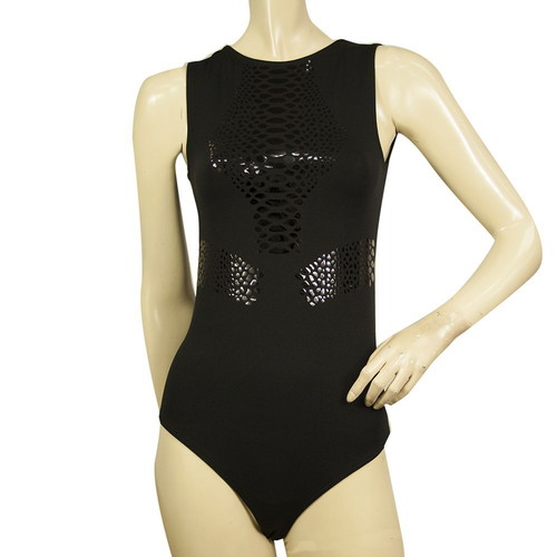 Wolford black leotard used with shiny snake pattern size S/P