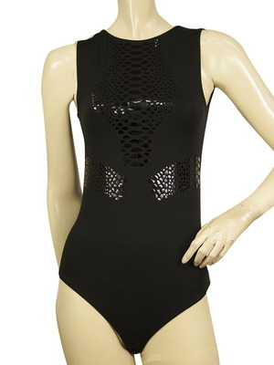 Wolford black leotard used with shiny snake pattern size S/P