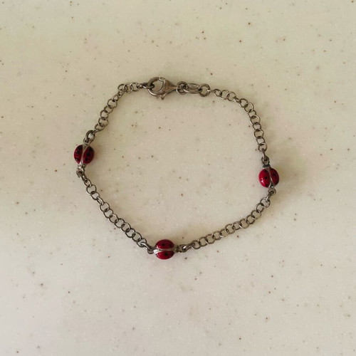 925 silver bracelet with ladybugs