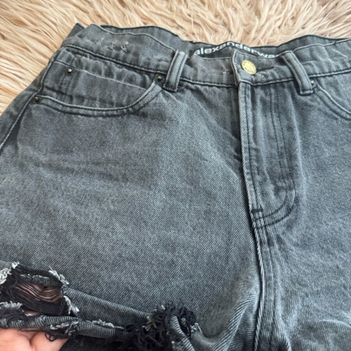 Alexander Wang high rise denim shorts size S like new black grey