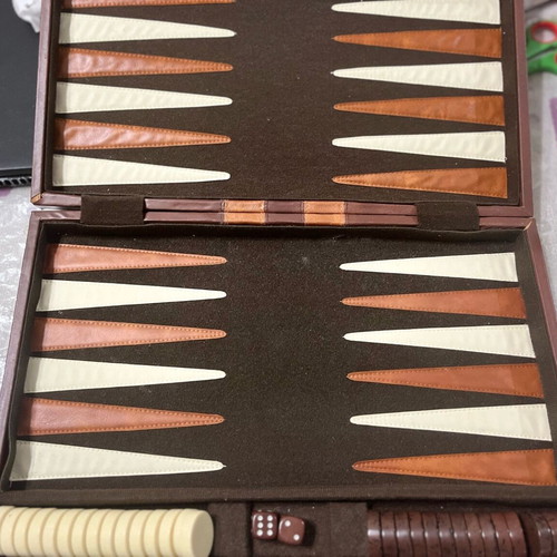 Cardinal vintage backgammon used, leather with wear