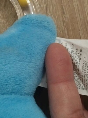 Κουδουνίστρα δαχτυλίδι λούτρινη αρκουδάκι σιέλ 16cm σαν καινούργιο