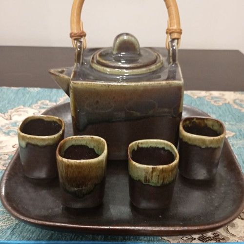 Japanese Nanban style bamboo teapot ceramic like new