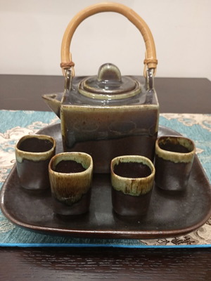 Japanese Nanban style bamboo teapot ceramic like new