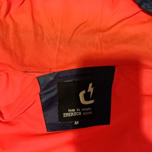 Emerson windbreaker jacket with hood used, blue and orange