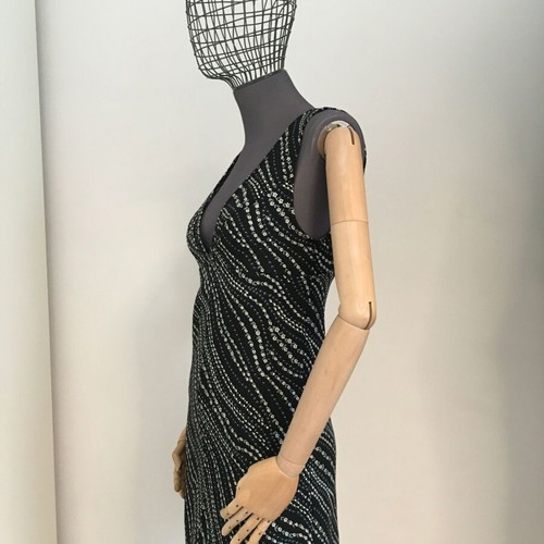 Samsoe Samsoe black dress like new with white wavy dotted pattern XXS