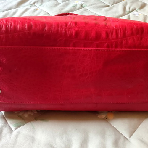 Handbag made of genuine leather, like new, red and white croco style