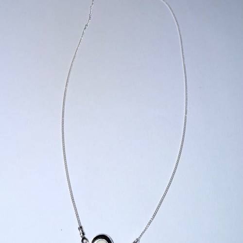 Silver 925 necklace with black and blue enamel evil eye, like new