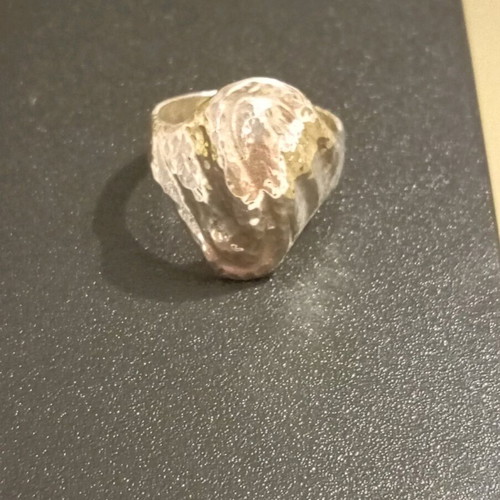 Silver hammered ring 925 new, size 58
