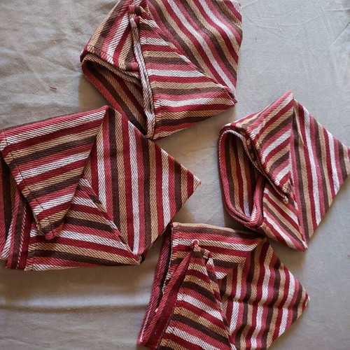 Cotton dinner napkins set of 4, large size, striped, handmade