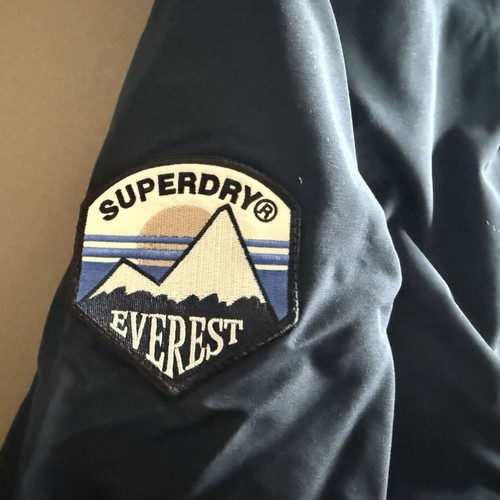 Superdry Everest Faux Fur Bomber Jacket new, men's winter blue L/XL