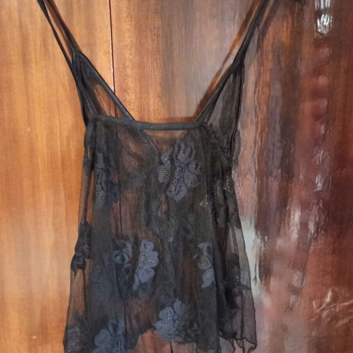 Black Babydoll Milena by Paris new, lace floral pattern