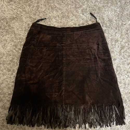 Paranoia vintage mini skirt with fringe, like new, brown
