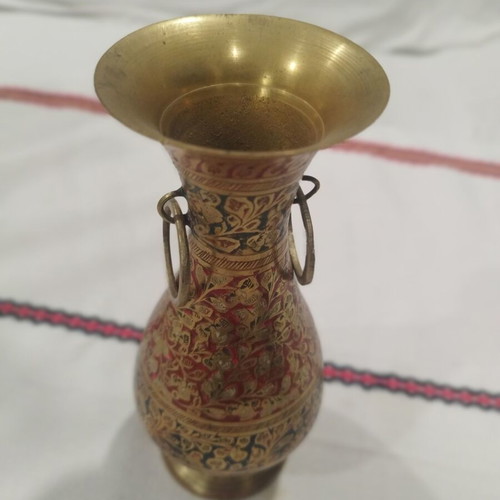 Indian brass vase used with ornaments, 21 cm height