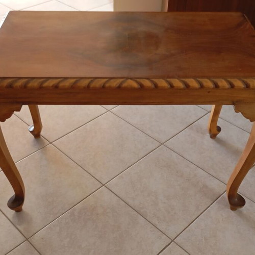 Coffee table restored, solid walnut, Anglais style, like new