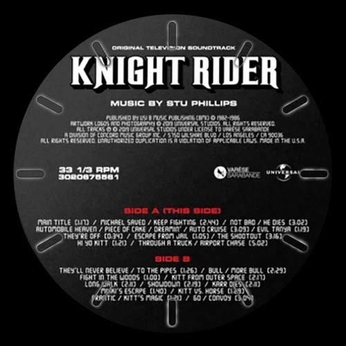 Wall clock made from vinyl record KITT - Knight Rider