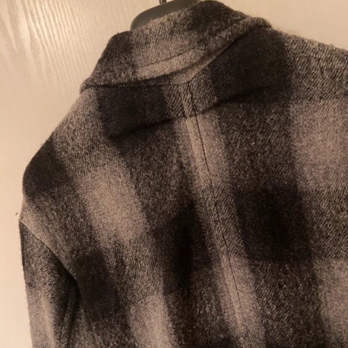 Mandeco Zara coat used black grey checkered wool oversized XS
