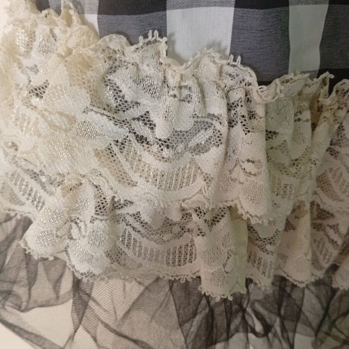 Girly dress Iron Fist M, new, black and white check with lace and tulle