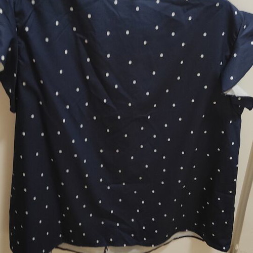 Shein blouse XL white polka dots on blue like new