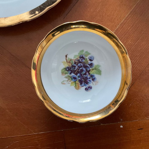 Czechoslovakia pasta plate and bowl set with gold trim