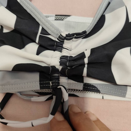 Bikini set with pareo XL like new, black and white