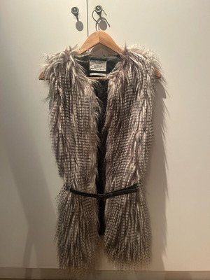 Faux fur vest Bershka used, XS, black and gray