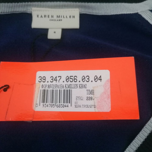 Karen Millen dress used, blue and black knit, size Medium-Large