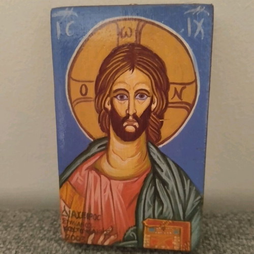 Byzantine Icon Jesus Christ Handmade, 10x6 cm
