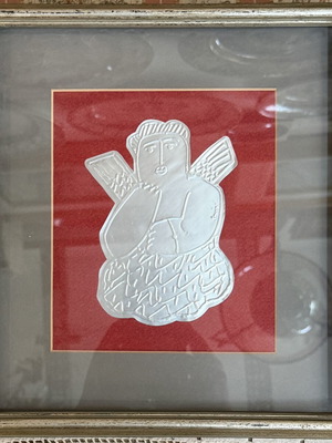 Faidon Patrikalakis tin engraving artwork like new, framed 25x28 cm