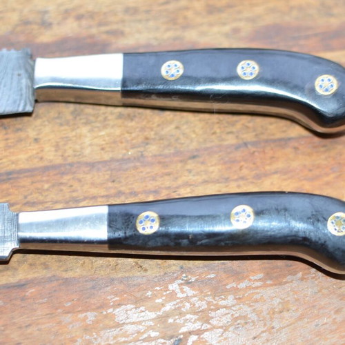 Damascus Hand Forged Knife and Fork BBQ Hunting Set New