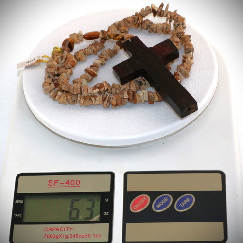 Wooden cross necklace pendant new with semi-precious stones