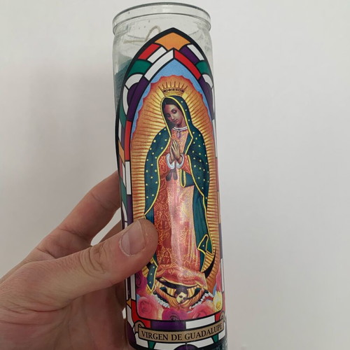 Christian candle Virgin Mary from Mexico like new collectible