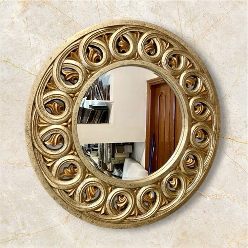Round mirror 126 diameter gold silver patina new