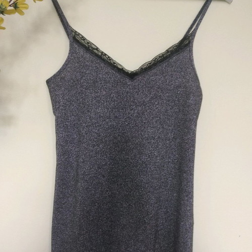 Spaghetti strap top in metallic grey like new size S