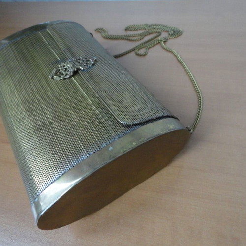The Hind antique bag used, early 20th century, brass with plush interior