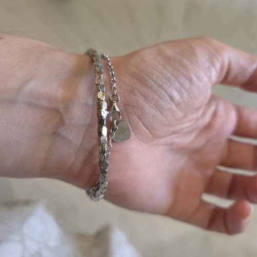 Oxette Silver Forged Bracelet With Chain Like New