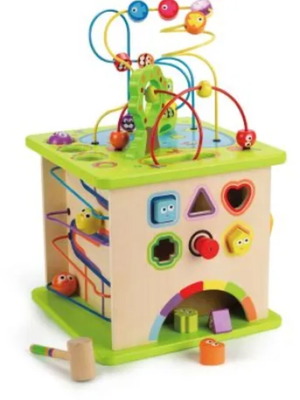 Hape Totally Amazing Wooden Activity Cube Country Critters like new