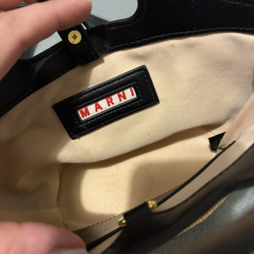 Marni Micro Raffia Tropicalia Tote bag like new, beige and black crossbody