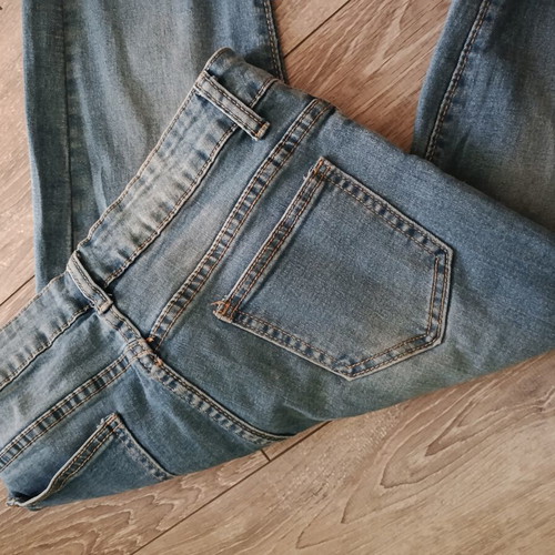 Fitted 3/4 blue jeans, women's knee-length