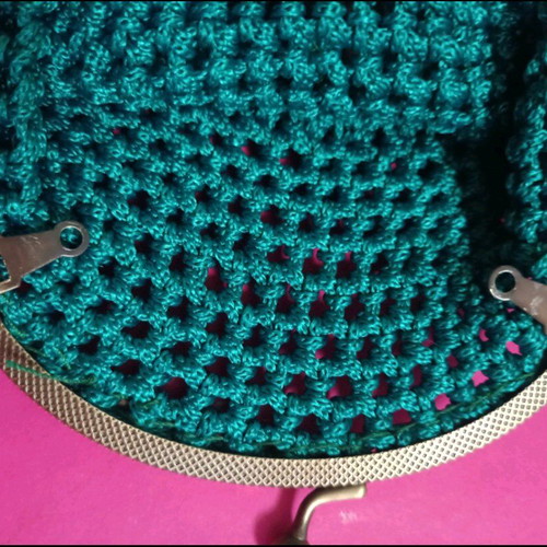 Handmade knitted bag with matching wallet green, like new