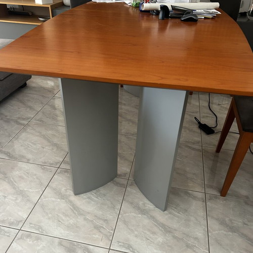 Eleni Natsi solid wood extendable dining table like new, cherry tone