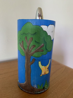 Bamboo Pencil Holder hand-painted, like new