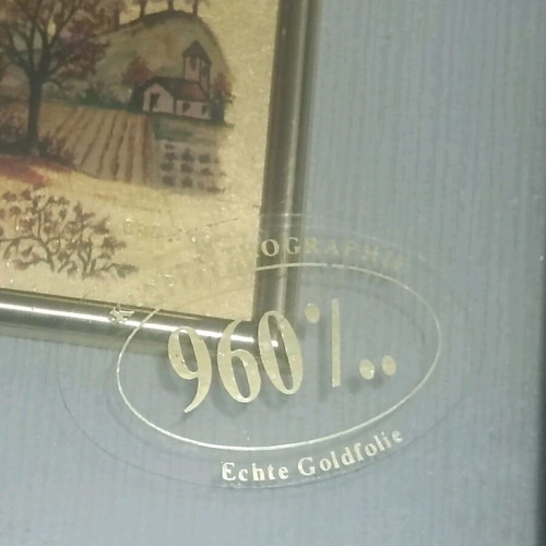 Painting with gold foil signature frame certificate like new
