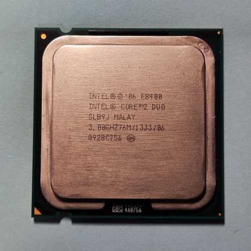 Intel Core 2 Duo E8400 dual-core processor used, Socket 775