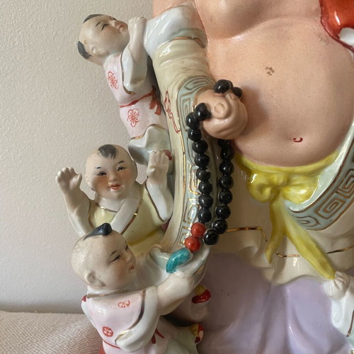 Buddha statue with children used, porcelain 35cm