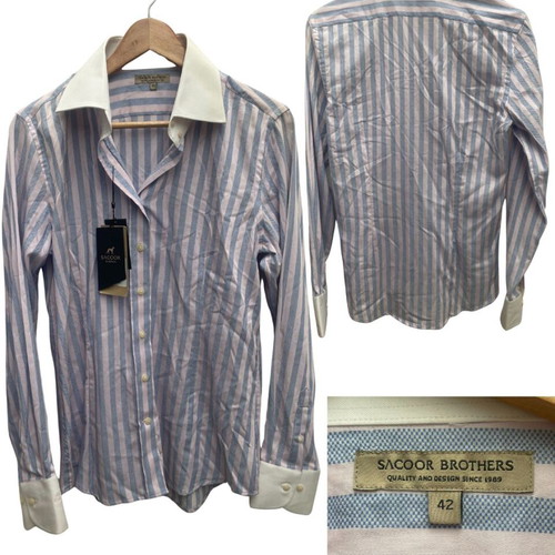 Sacoor Brothers Men's Striped Dress Shirt used, size M